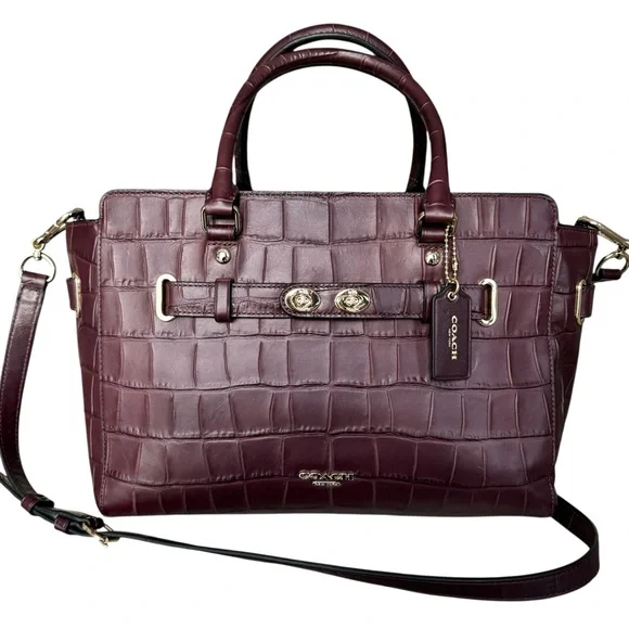 Coach Blake Carryall Satchel Shoulder Bag Burgundy Leather - Picture 1 of 17